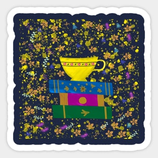 Floral Books and Coffee Lover Sticker